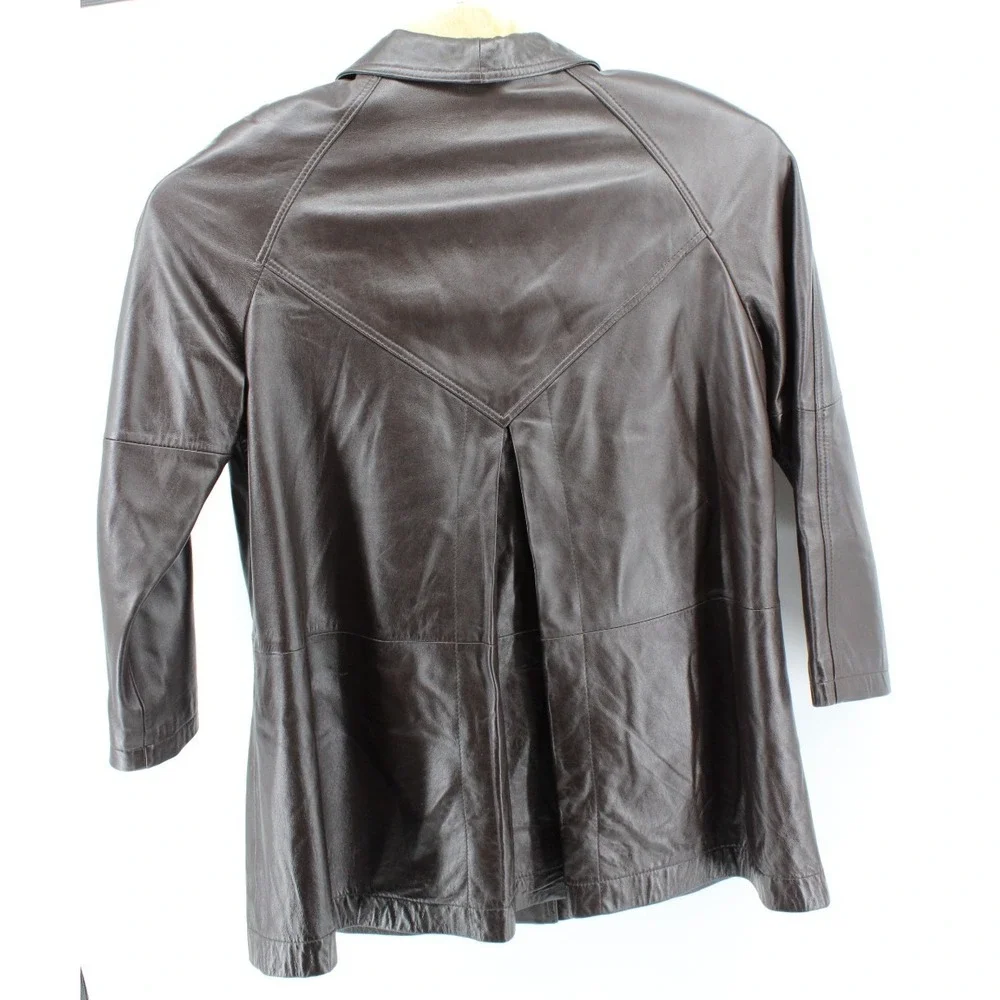 Worthington Brown Leather Jacket Womens‎ XL Button Up Lined Long Sleeve
